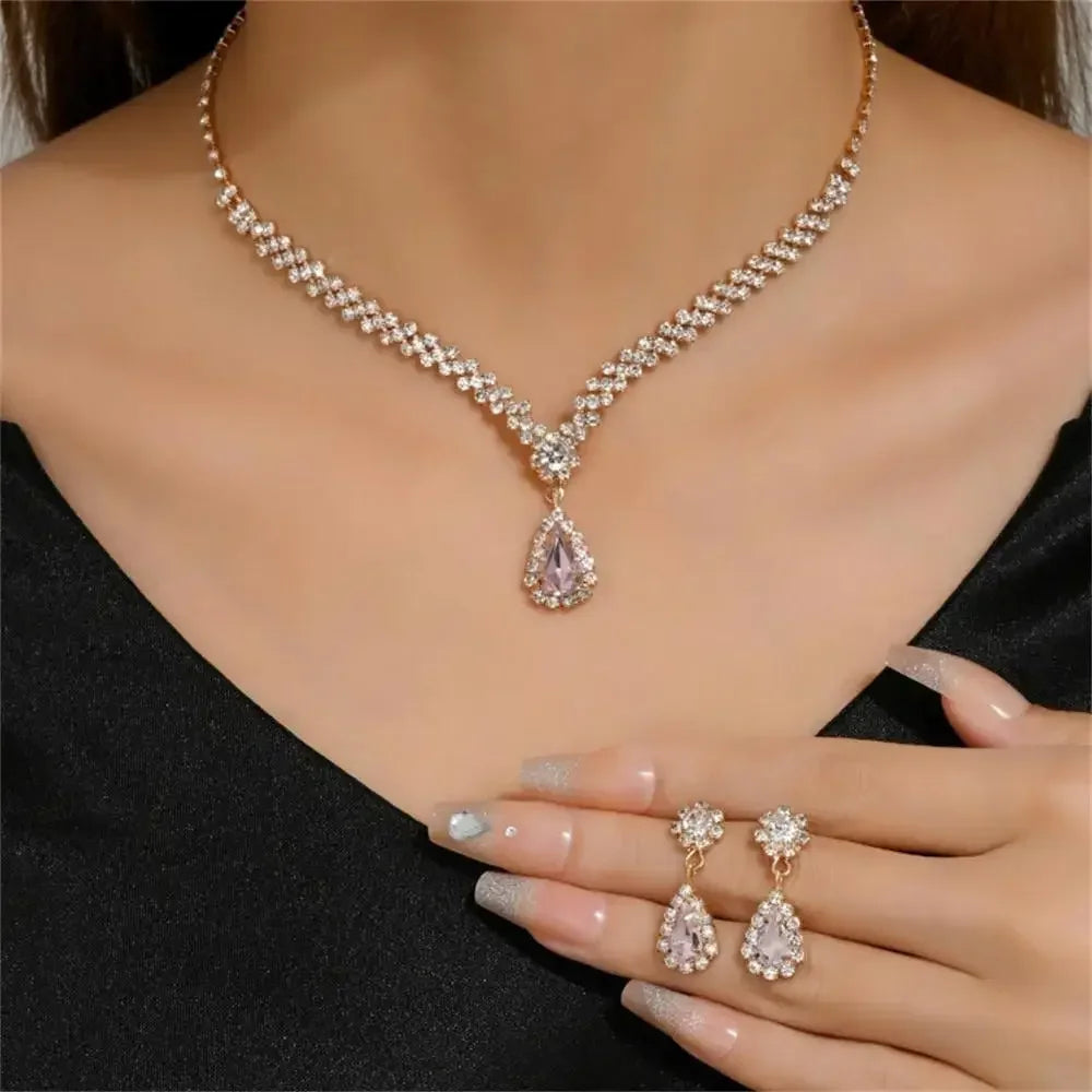 Elegante juego de joyas de diamantes de imitación – Atemporal, brillante y perfecto para cualquier ocasión