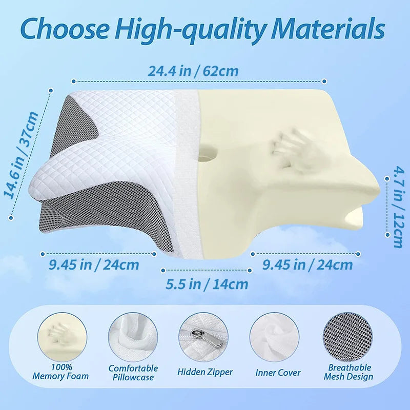 Oreillers de lit ergonomiques tricotés en mousse à mémoire de forme, à haute et basse conformité, doux pour la peau et anti-ronflement, personnalisés pour soulager les douleurs cervicales