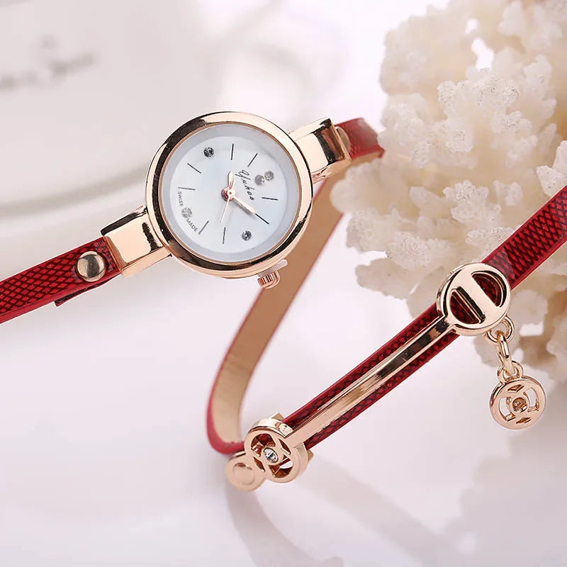 Fashion Women Bracelet Watch Gold Quartz Watches Wristwatch Women Dress Leather Casual Bracelet Ladies Watches Hot Selling Gift