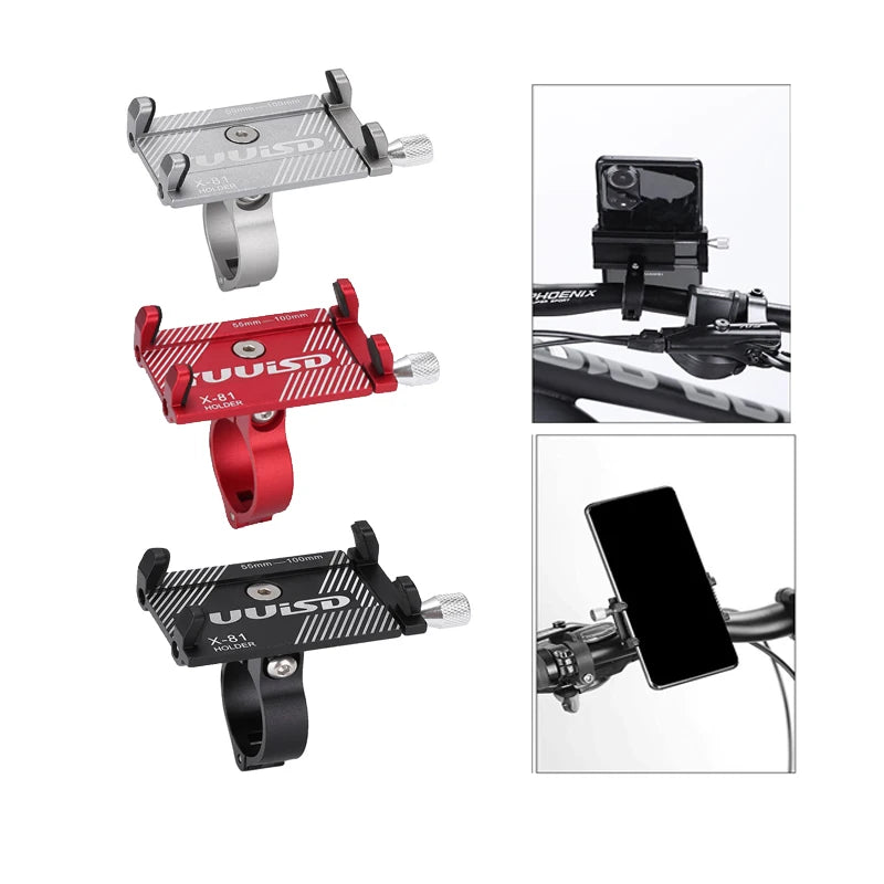 Soporte para teléfono de bicicleta, patinete, motocicleta, aleación de aluminio, antideslizante, clip GPS, soporte universal para teléfono de bicicleta
