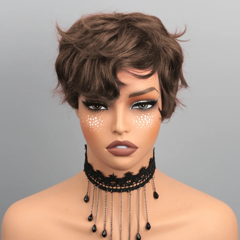 Short Bob Wig Pixie Cut Wig Human Hair Wig For Black Women Short Layered Pixie Cut Wigs Glueless Wig No Lace Full Machine Made