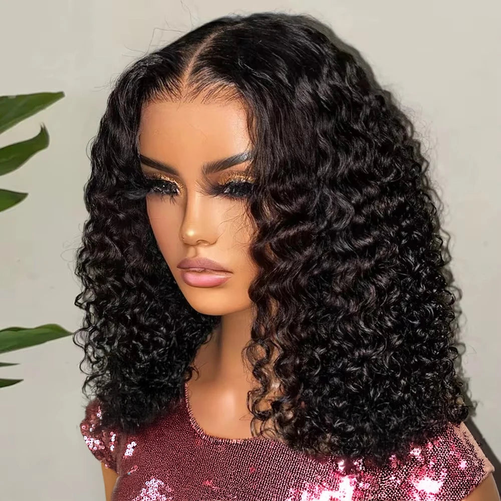 Deep Wave Frontal Wig 13x6 HD Lace Frontal Wig Curly Short Bob Wig Human Hair 13x4 7x5 Glueless Wig Human Hair Ready To Wear Go
