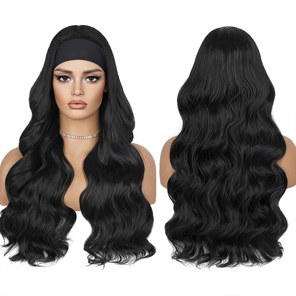 Headband Wig Human Hair Body Wave 40 Inch Glueless No Sew Headband Wigs On Clearance Sale Brazilian Virgin Hair 200% Dencity Wear and Go Headband Wigs for Black Women Natural Color Beginner Friendly