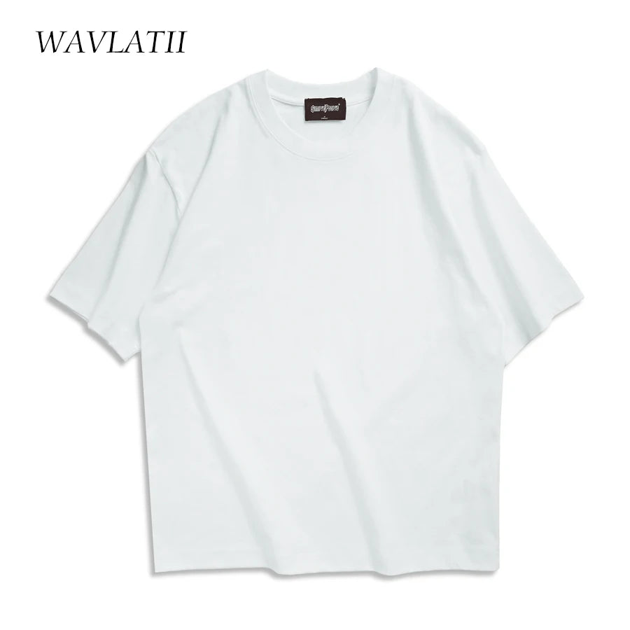 WAVLATII Camisetas de Verano Oversize para Mujer Hombre Marrón Casual Femenino Coreano Streetwear Camisetas Básicas Sólidas Jóvenes Frescas Unisex