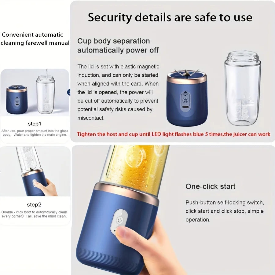 6 blader bærbar fruktjuiceblender sommer personlig elektrisk miniflaske hjemme USB juicer koppmaskin for kjøkken