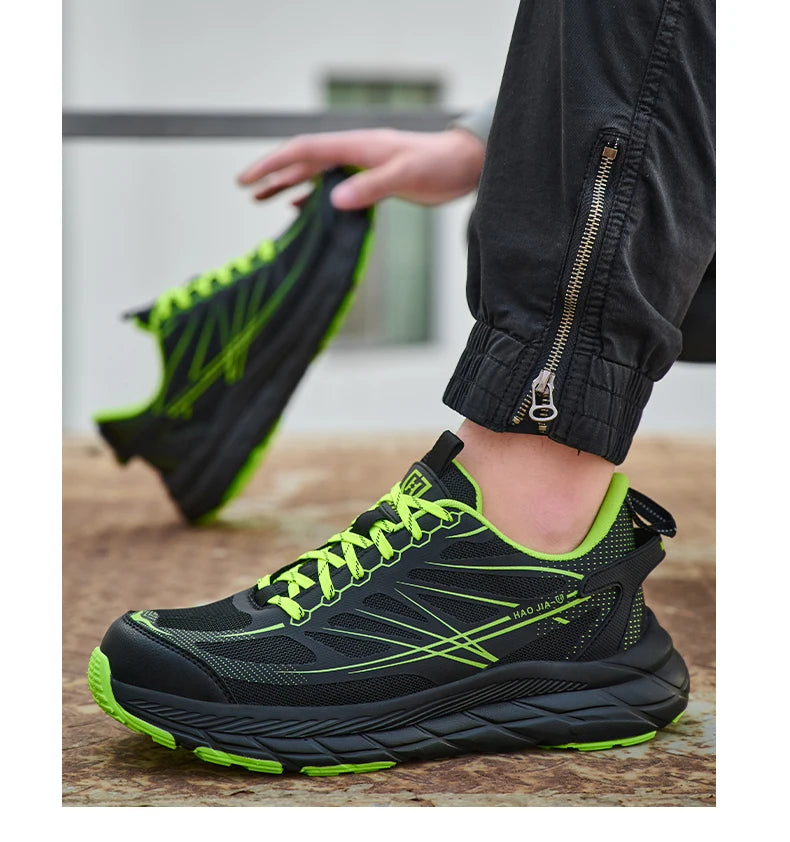 Zapatillas de trabajo ligeras con puntera de acero, calzado de seguridad para hombre, anticolisión, antipunzón, indestructible, transpirable