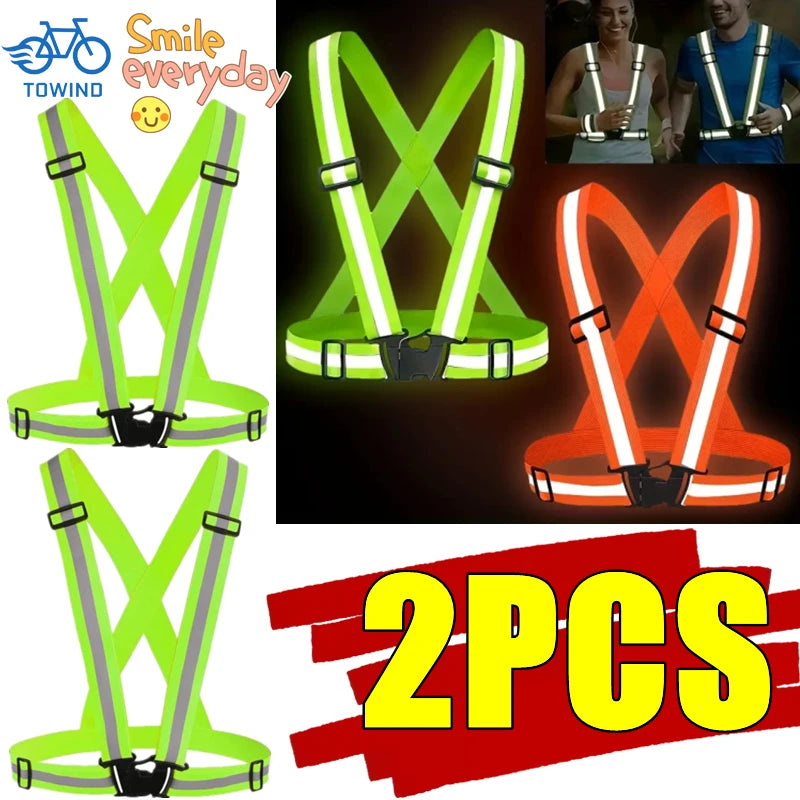 Chaleco reflectante de seguridad para caminar de noche al aire libre (1 o 2 unidades), de alta visibilidad, ajustable, ligero, para ciclismo, impermeable, para correr
