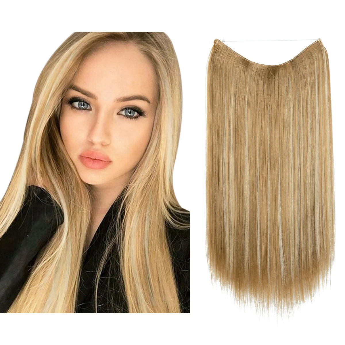 Extensiones de pelo liso con hilo invisible