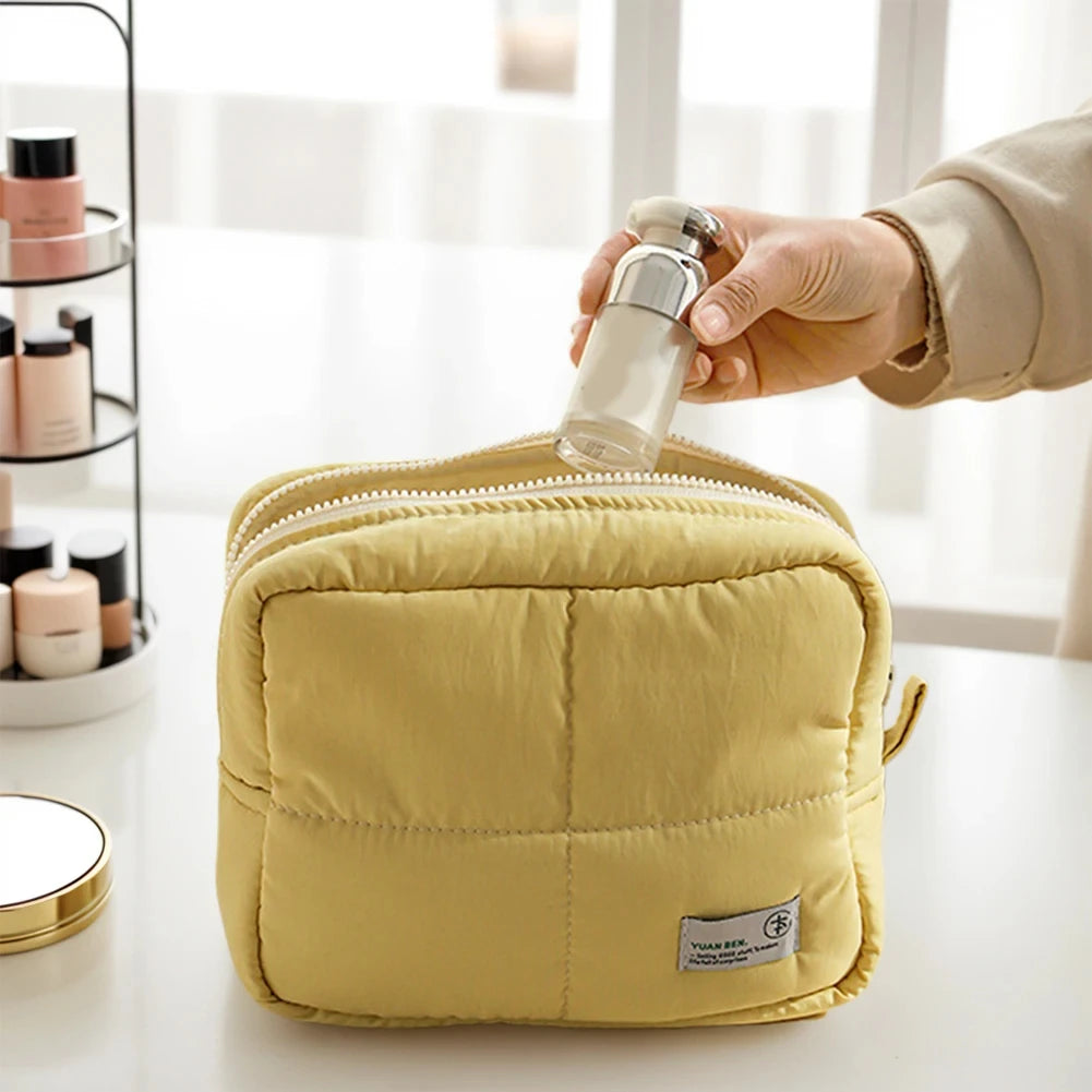 Bolso de maquillaje acolchado para mujer, neceser de maquillaje, bolso estético para cosméticos, neceser de cosméticos impermeable acolchado, bolso de viaje para exteriores