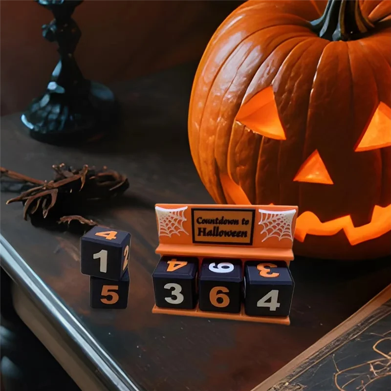 ABJI-For Indoor Home Party Halloween Countdown Decoration Holiday Tabletop Ornament Decorative Countdown Block