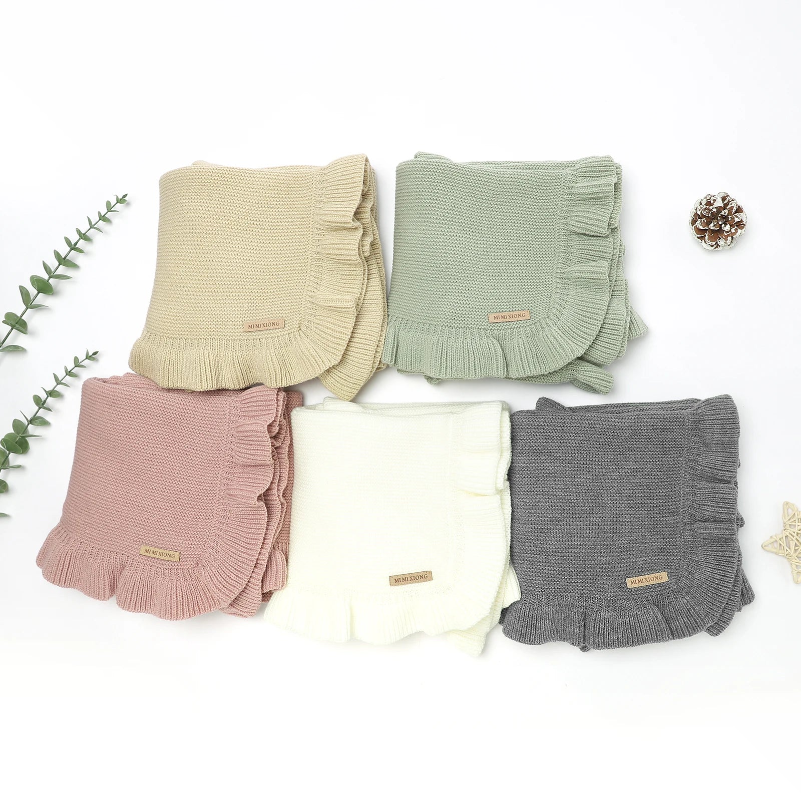 Knitted Baby Blankets Newborn Swaddle Wrap Ruffle Blankets Toddler Infant Bedding Quilt New Born Basket Stroller Blankets