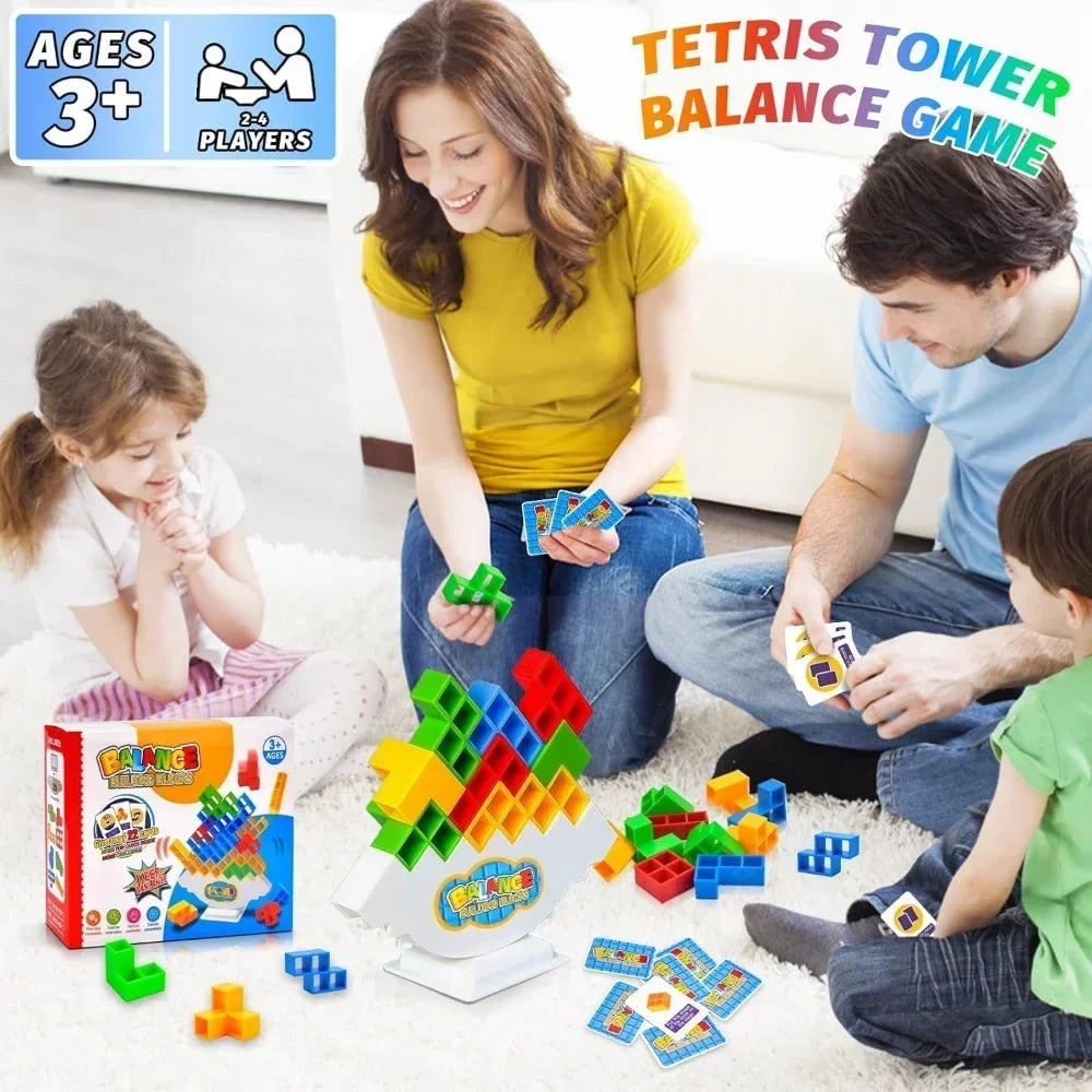 16-64 Jouets de construction Blocs de construction russes Jeu de tour Tetra Jeu de table d'empilage d'équilibre de balançoire pour enfants et adultes