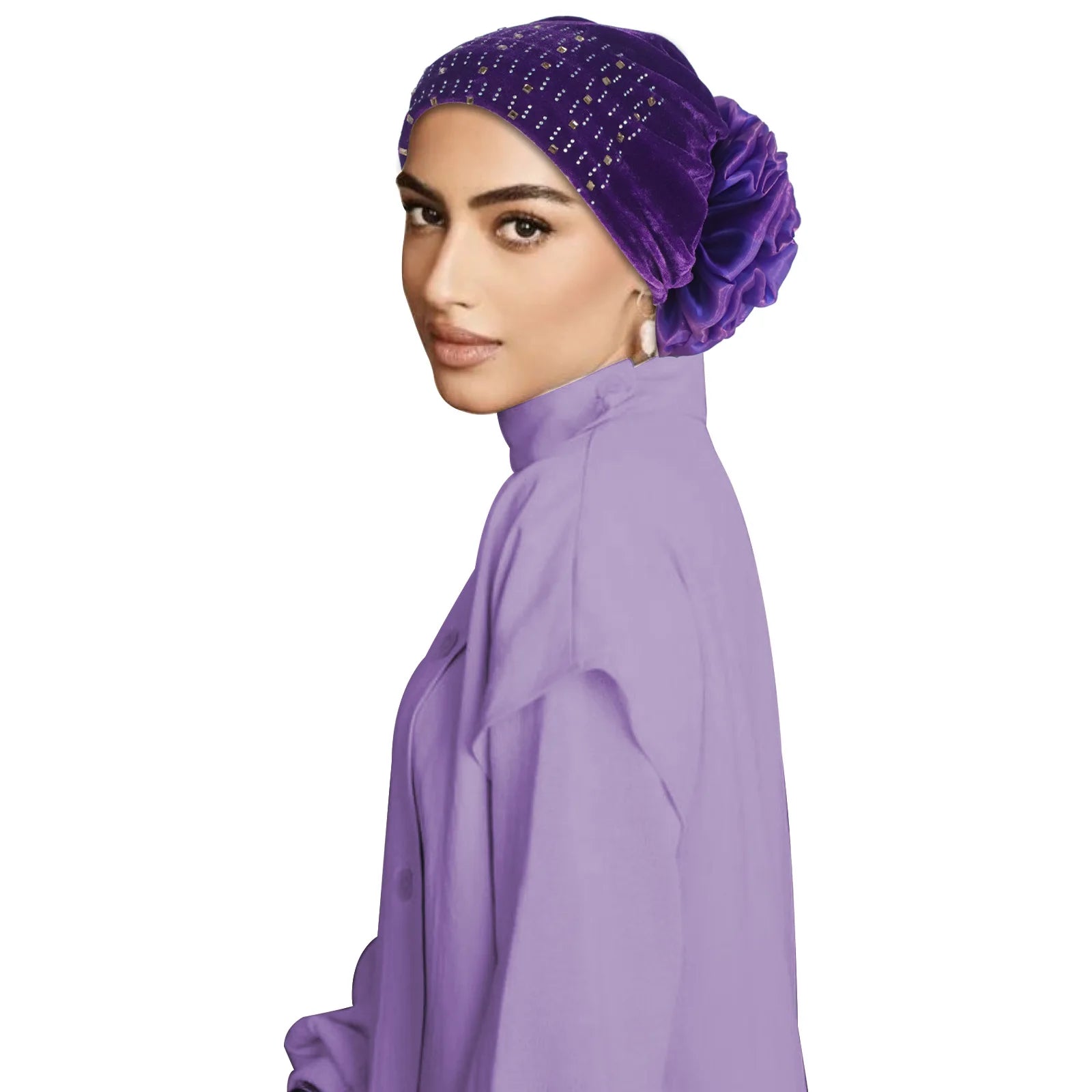 Hiyab Turbante de Terciopelo con Flores