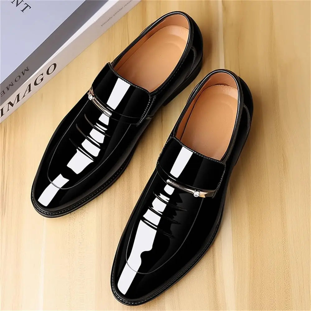 Zapatos de vestir para hombre, formales, de negocios, estilo Oxford, charol de alto brillo, mocasines sin cordones, cómodos, casuales, náuticos para conducir, para hombres