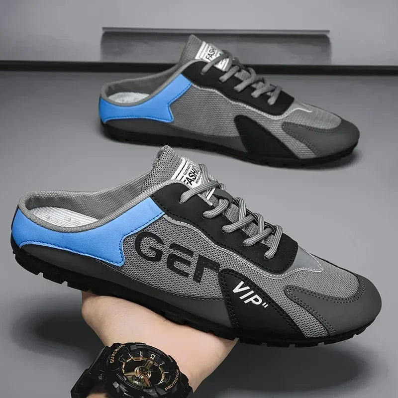 Nueva Tendencia de Pantuflas para Hombre Zapatos Baotou para Hombre Verano Transpirable Zapatos Casuales Planos Vulcanizados Zapatillas Deportivas Masculinas Zapatos Semi Abiertos