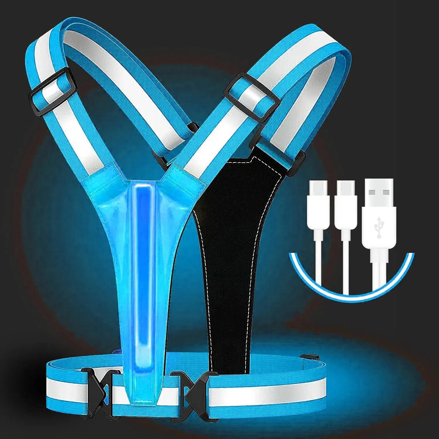 LED-reflekterende tanktopp for nattløping, høy elastisk utendørs sportsklær, sykkel- og løpeutstyr