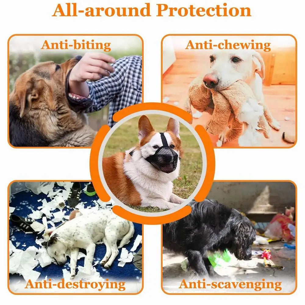 Bozales para perros, ajustables y transpirables, cubrebocas para perros, antiladridos, antimordeduras, de malla, para perros de hocico largo
