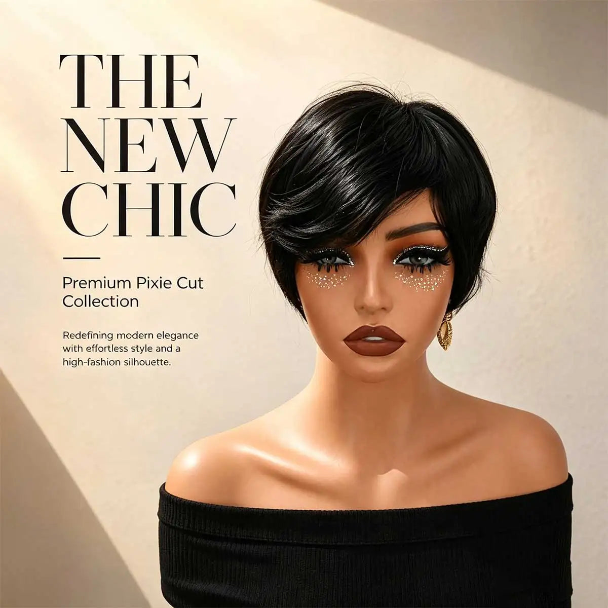 Black Pixie Cut Wig for Women, Side Bangs Short Synthetic Wig, Natural Looking Heat Resistant Wig for Daily Party Cosplay