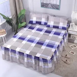 Colcha y cubrecama estilo coreano con volantes de cama transpirables, antimanchas y sin encogimiento, protector Simmons
