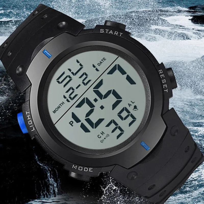 Montre électronique de sport pour homme, étanche, lumineuse, multifonction, pour le fitness en plein air, grand écran