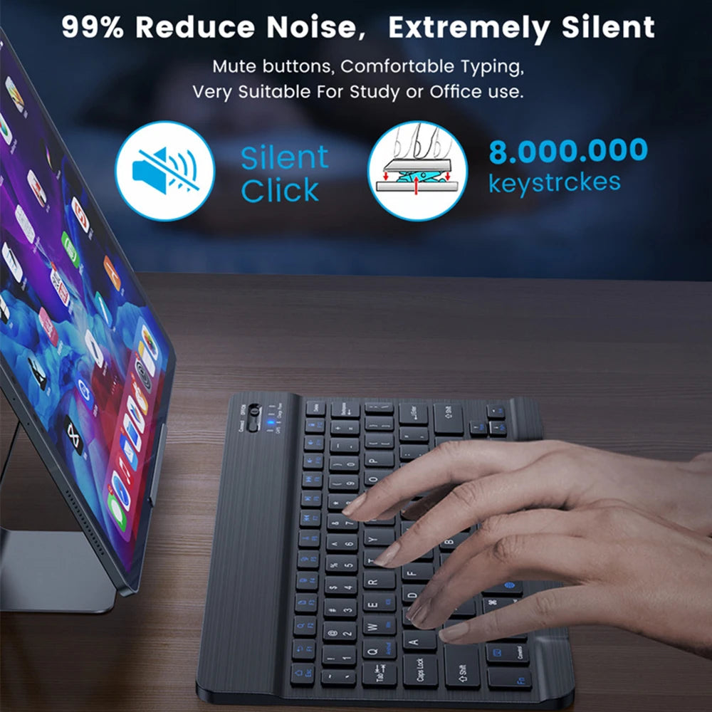 Teclado y ratón inalámbricos Bluetooth para IOS Android Windows Tablet para iPad Air Mini Pro teclado español coreano portugués ruso