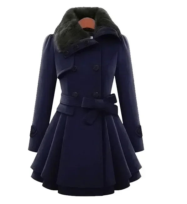 Belted Double-Breasted Fleece Coat