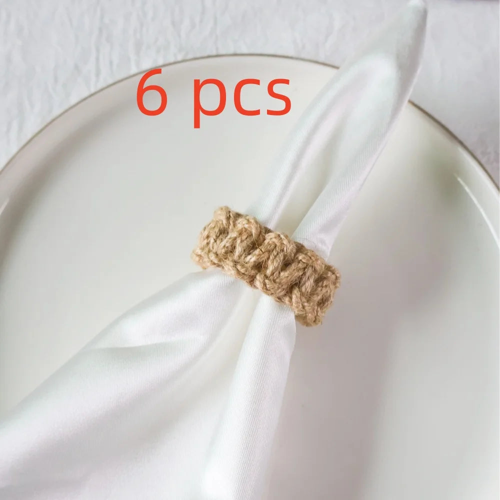 6/12 servilleteros individuales de arpillera natural, decoración de mesa de granja para otoño, servilleteros para Acción de Gracias, Navidad, bodas y fiestas