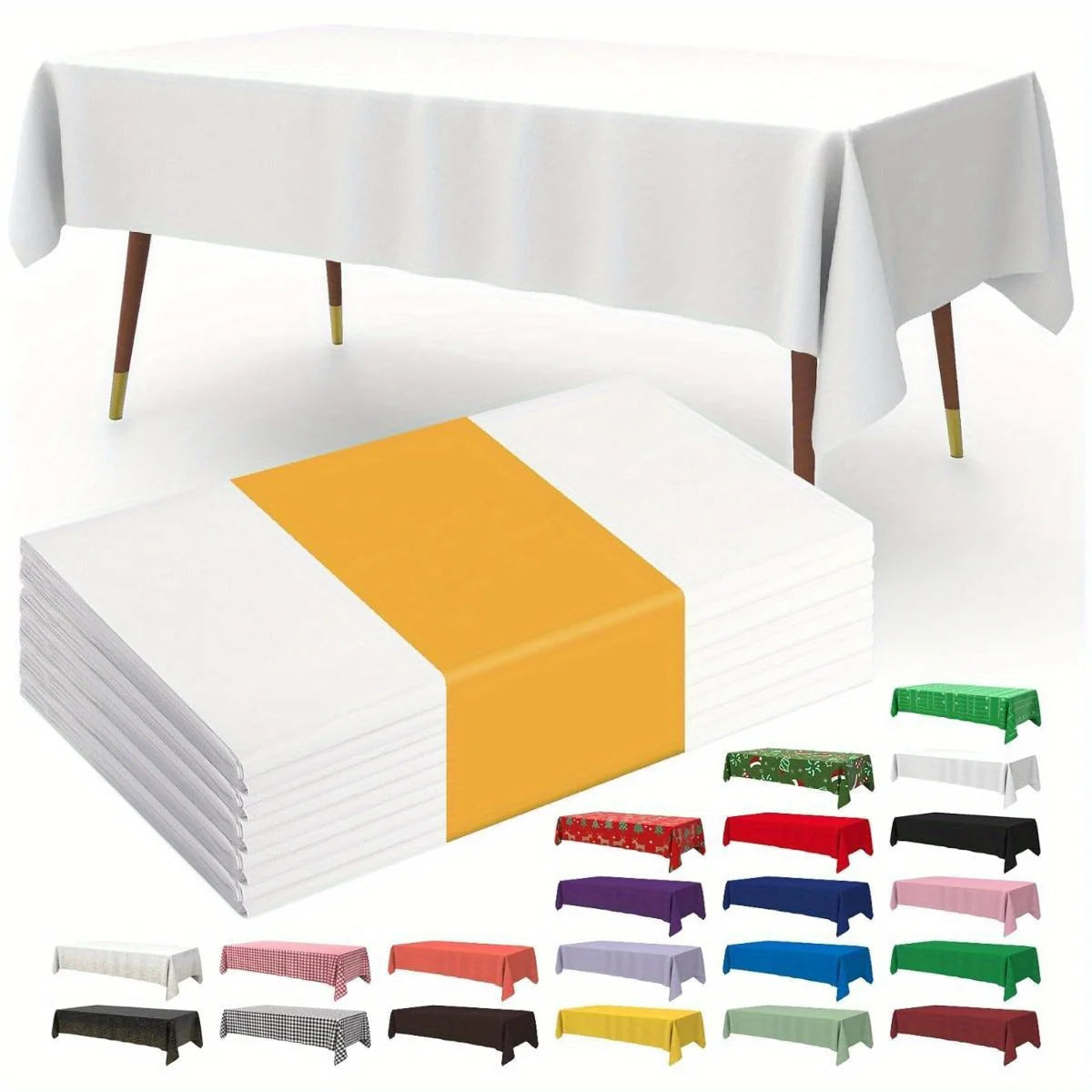 Disposable Table Cloth for Retangle Table Decorative Plastic Tablecloth for Parties Picnics Camping Waterproof Stain-Resistant