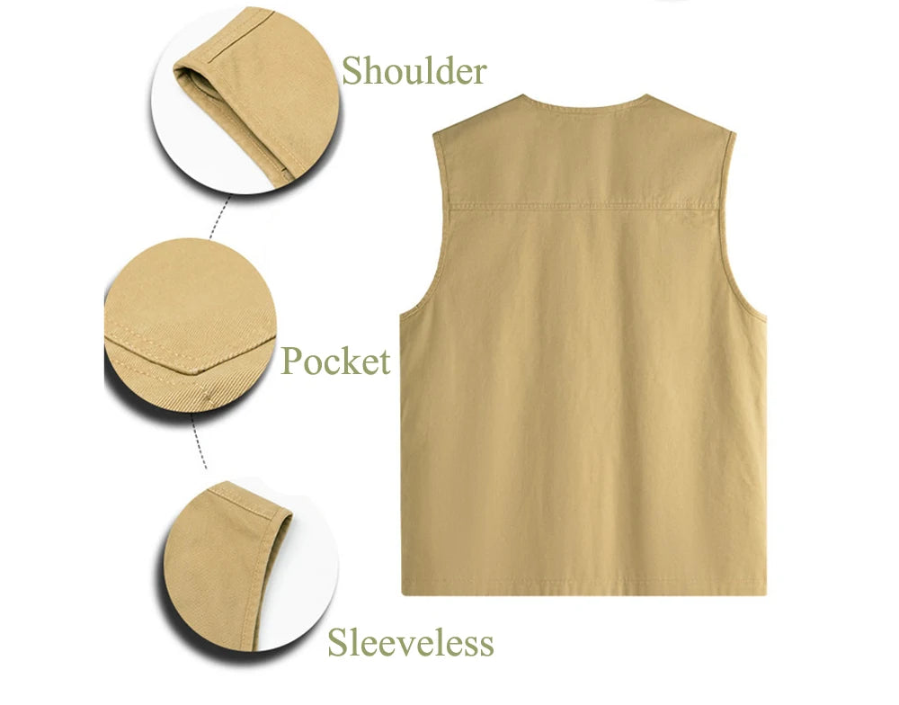 Summer Men's Lightweight Vests Outdoor Leisure Work Safari Fishing Travel Photo Hiking Waistcoats Mens Breathable Work Vests 8XL
