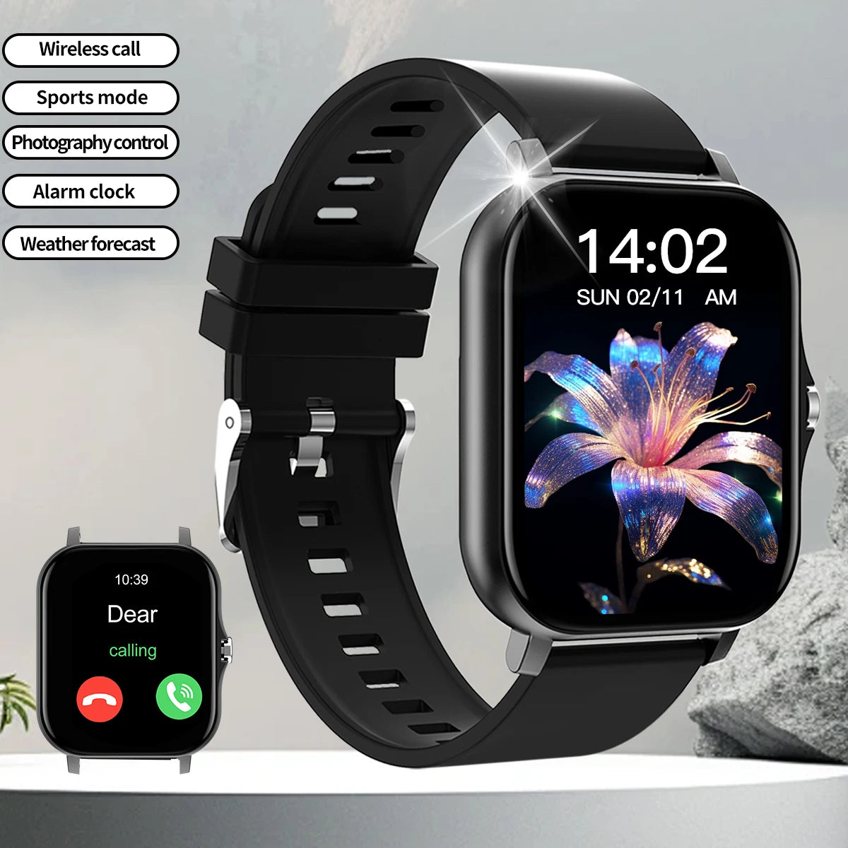 Reloj inteligente con llamada Bluetooth, smartwatch con dial táctil para Android, música, rastreador de actividad física, relojes deportivos