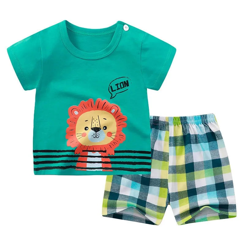 Conjuntos de ropa para niños Camiseta con estampado de dibujos animados para niños Camisetas de moda sencillas Pantalones cortos Nuevas camisetas lindas Chándales de manga corta para niños Pantalones cortos