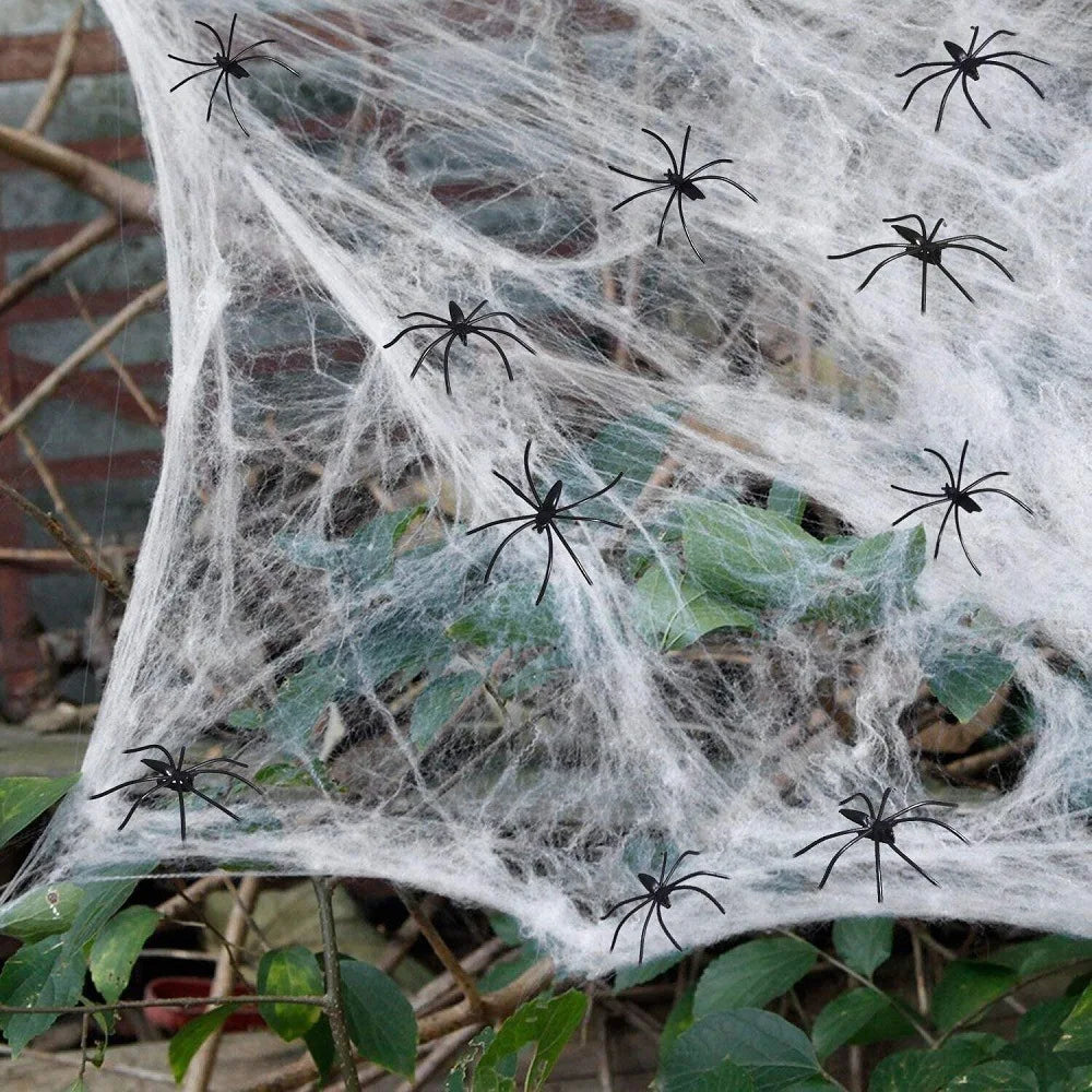 Halloween Decorations Artificial Spider Web White Stretchy Cobweb for Scary Party Scene Props Horror House Decoraton Accessories