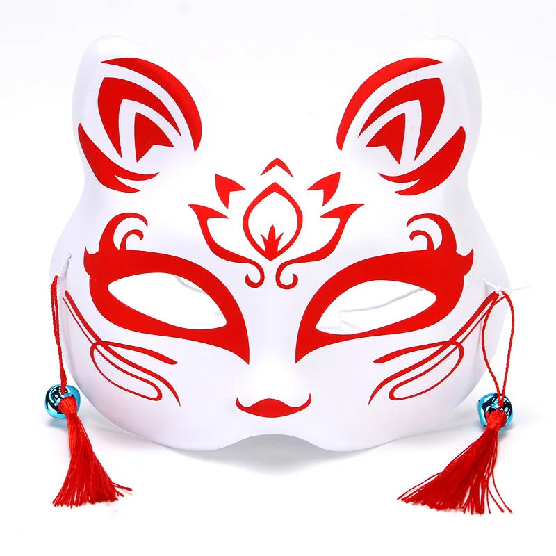Máscara de conejo de estilo japonés, máscaras de media cara, zorros, conejo, accesorios de cosplay, máscaras de fiesta de disfraces de Halloween, máscara de anime para mujeres y hombres