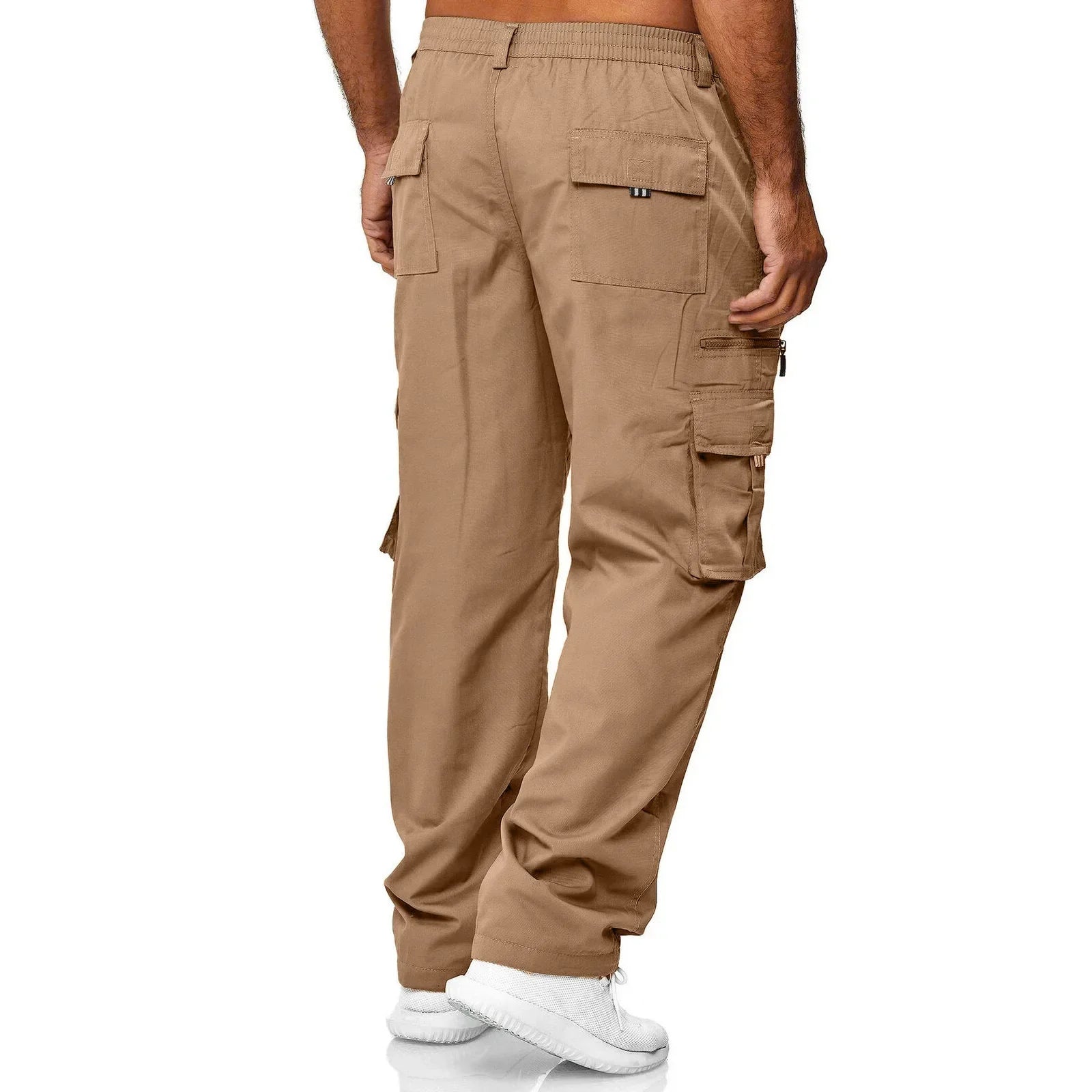 Pantalones de trabajoPantalones de trabajo informales para hombre con múltiples bolsillos, pantalones largos de pierna recta sueltos para exteriores, pantalones casuales de fitness para hombre