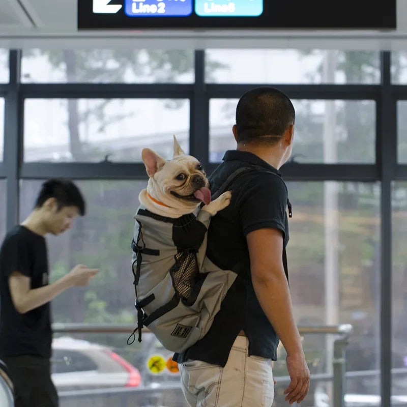 Bolsa transportadora transpirable para perros, mochila portátil para viajes al aire libre, transportadores reflectantes para gatos, accesorios para perros Bulldog Francés