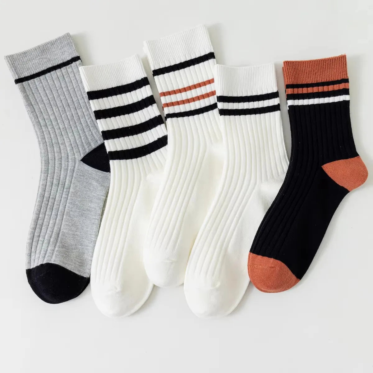 5 pares de calcetines de hombre, calcetines deportivos divertidos vintage de moda de otoño e invierno, calcetines de tendencia deportiva