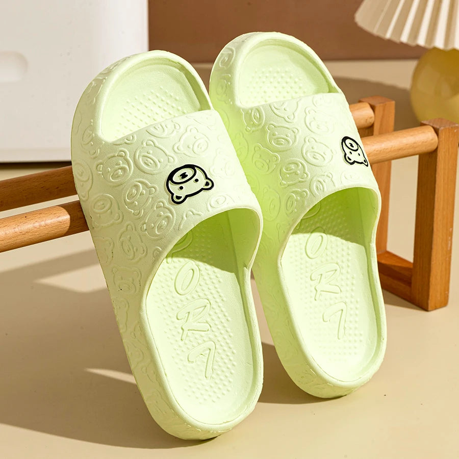 Verano Moda Hombre Zapatillas Estampado Osito Sandalias Interiores Baño Antideslizantes Suaves Mujer Dormitorio Zapatos Casuales Pareja