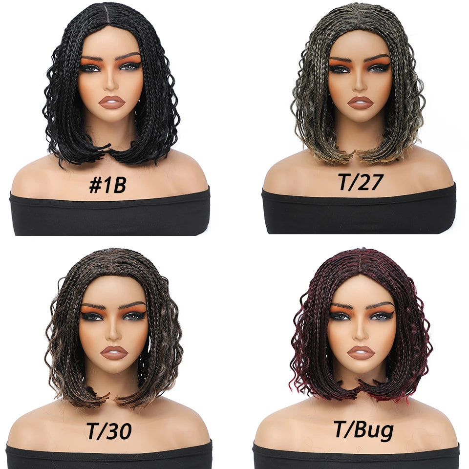 Pelucas de trenzas de caja estilo Bob para mujeres negras, de 12 pulgadas, pelucas de pelo sintético trenzado a ganchillo en oferta, liquidación, peluca corta negra