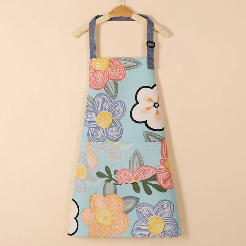 1 ud. Delantal de moda de tela de algodón, impermeable, engrosado, resistente a la suciedad, delantal de cocina y ropa de trabajo para el hogar, ropa de trabajo de jardinería