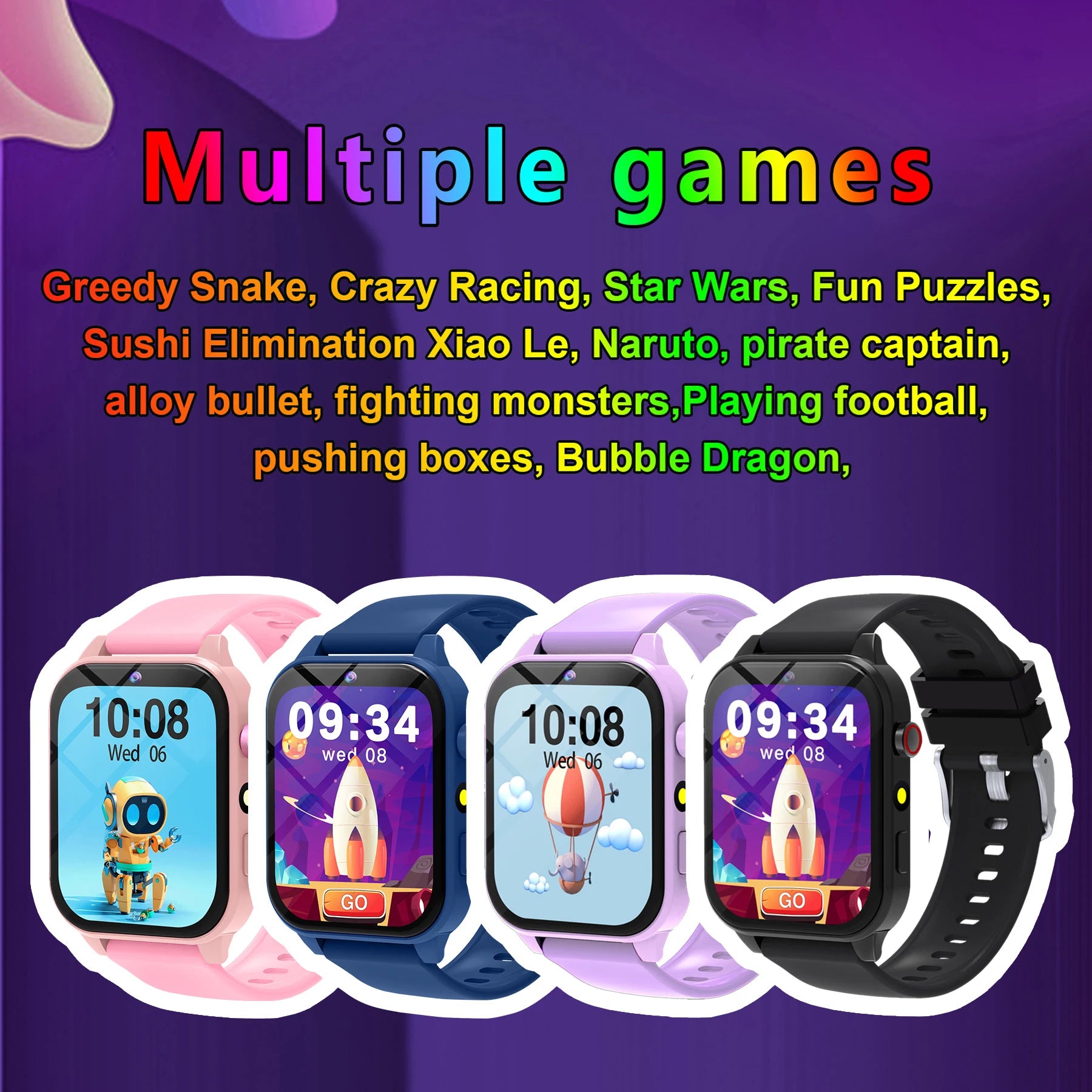 Montre connectée pour enfants, 18 jeux, étanche, lampe torche, télécommande, photographie, cadeau de vacances et d'anniversaire pour garçons et filles