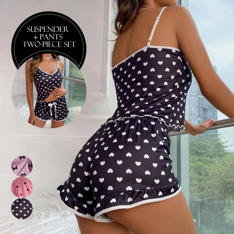 Conjunto de pijama de verano de 2 piezas para mujer 2023, ropa de casa sexy, conjunto de camiseta sin mangas y shorts, ropa interior linda, ropa de dormir suave, sin mangas