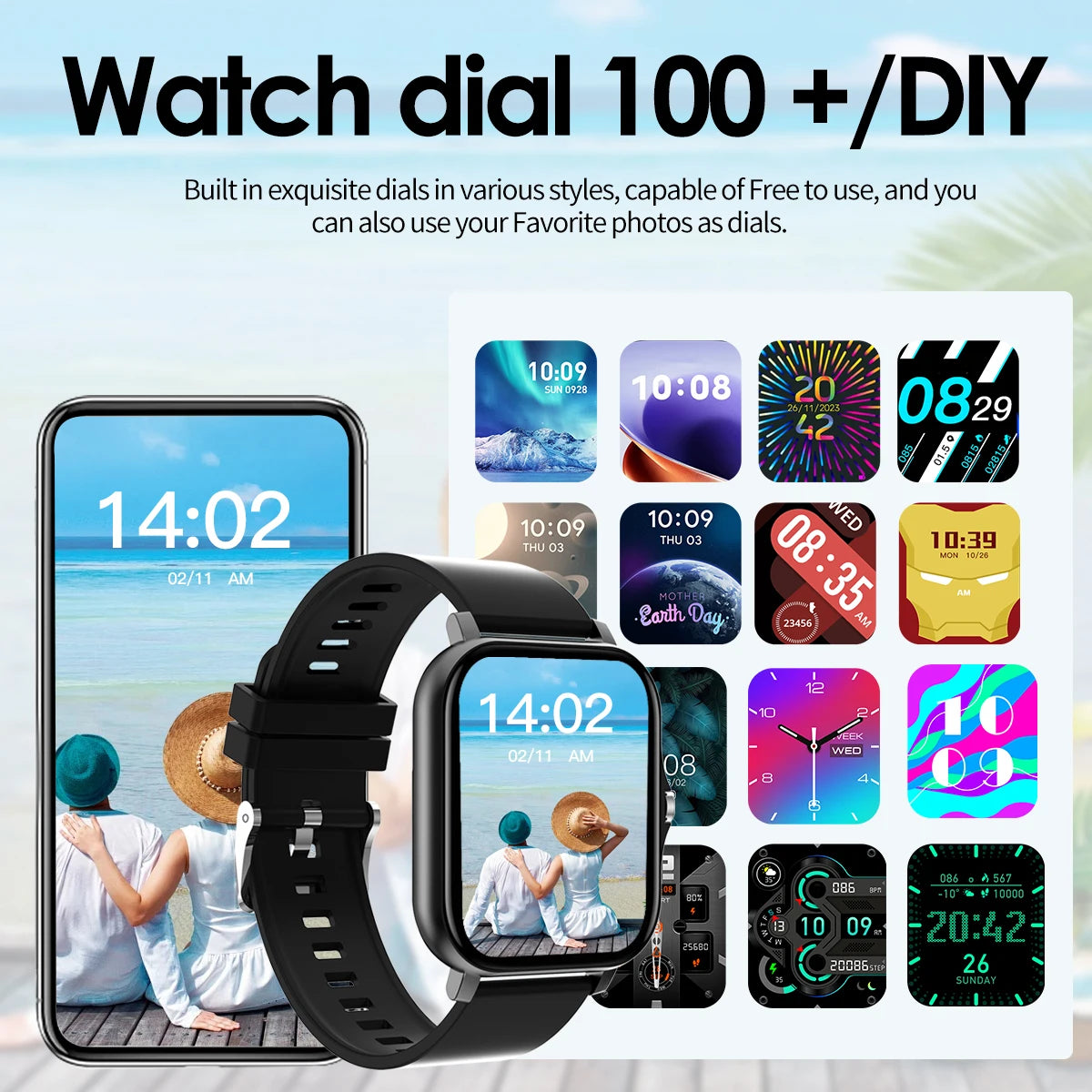 Reloj inteligente con llamada Bluetooth, smartwatch con dial táctil para Android, música, rastreador de actividad física, relojes deportivos