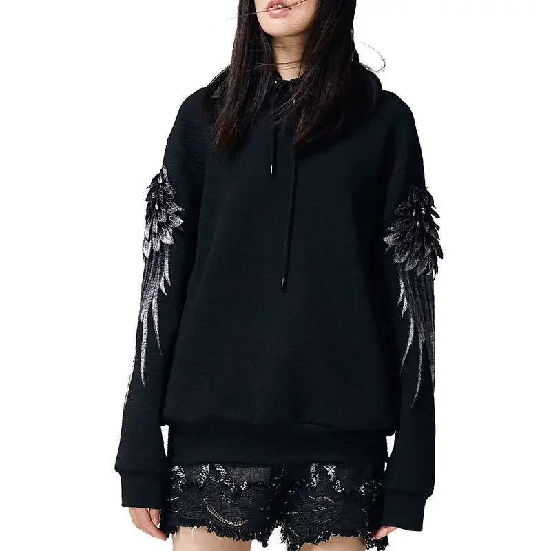 Sudadera con capucha bordada para hombre, ropa masculina, Hip Hop, sudadera blanca de lujo sin marca, ropa de calle para otoño, barata, Emo
