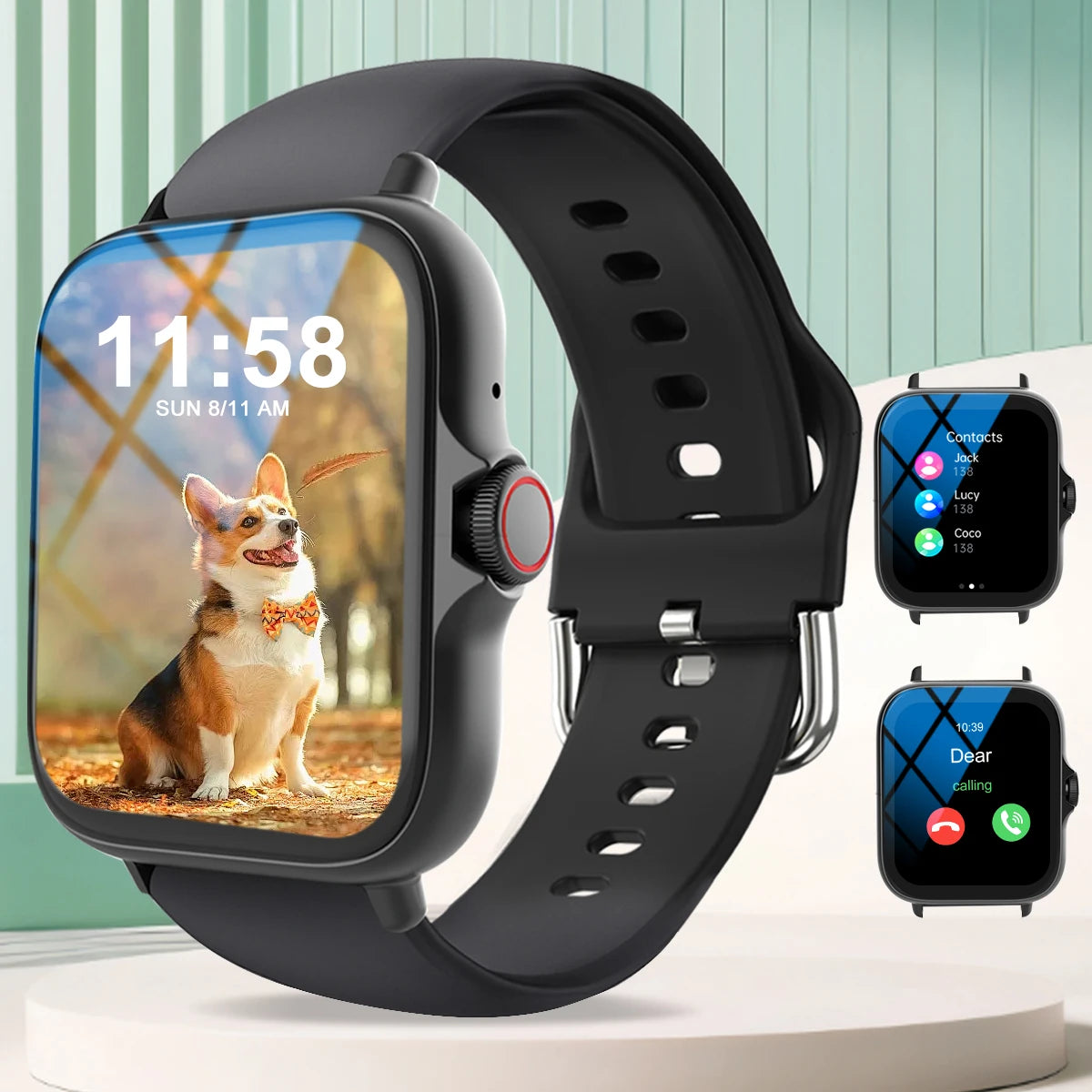 Reloj inteligente, llamadas/marcación inalámbricas, varios recordatorios de aplicaciones, adecuado para hombres y mujeres, relojes deportivos, para iPhone/Android