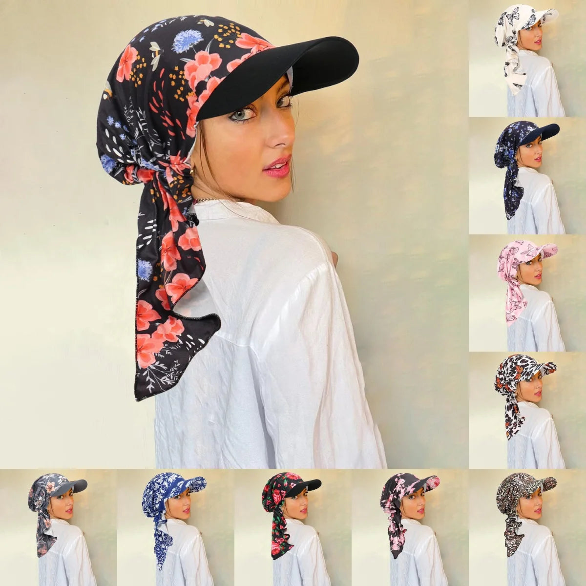 Floral Hijab Visor Cap