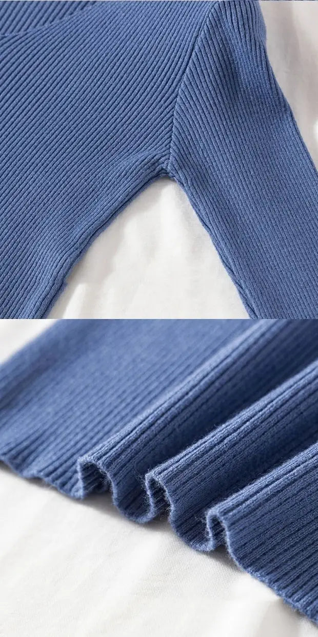 Suéter de mujer nuevo otoño invierno de manga larga jersey básico top de moda cuello en V elástico femenino invierno de punto sólido