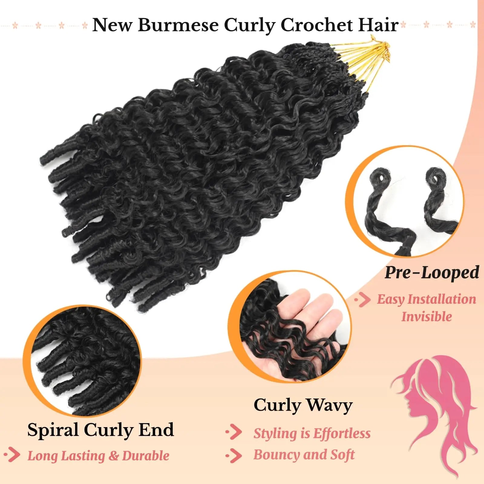 Burmese Curly Crochet Hair