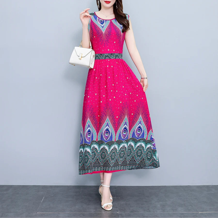 Robe d'été à manches courtes pour femmes, nouvelle mode, imprimé, en coton, grande taille, vêtements pour femmes