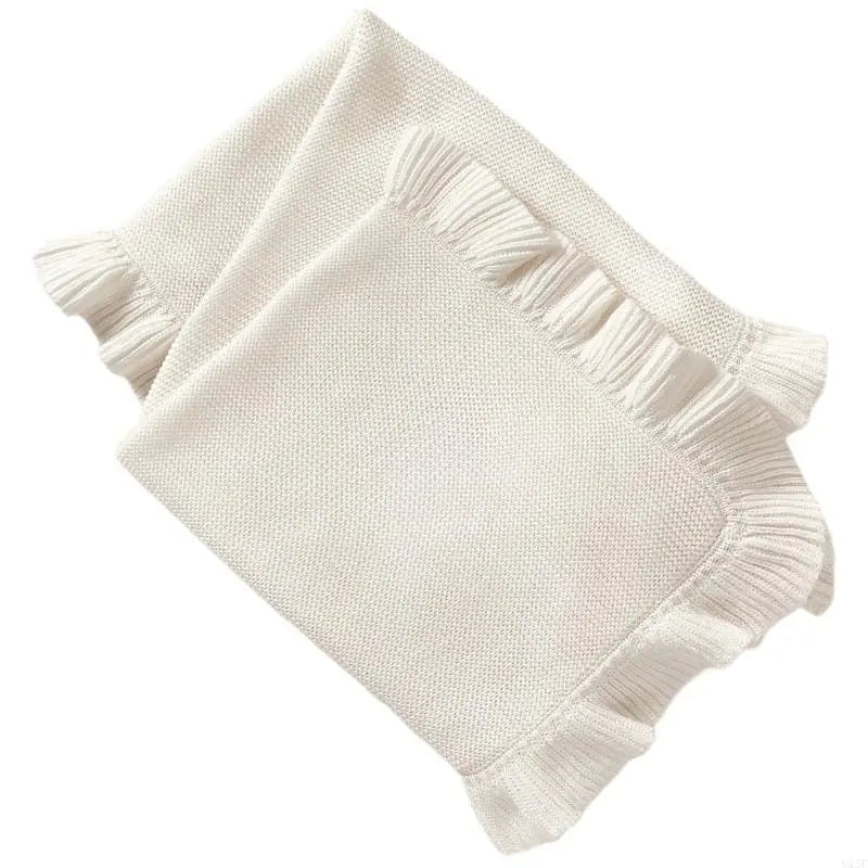 Baby Blanket for Newborns Cotton Ruffle Knitted Wrap Towel Soft and Breathable Bed Blanket for Autumn Winter 75x95cm