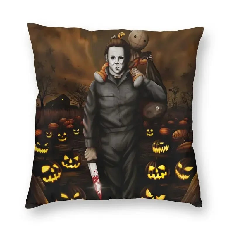 Funda de almohada cuadrada Michael Myers Halloween Horror Movie para decoración del hogar, funda de cojín con estampado 3D para sofá, funda de almohada de moda